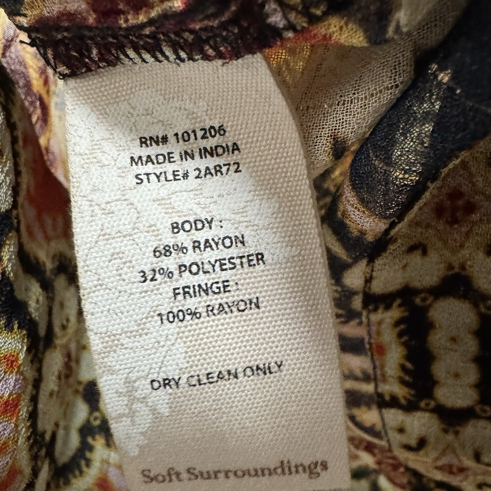 Soft Surroundings Black‎ Gold Multi Sheer Tunic Top Boho Size Small - Picture 6 of 6